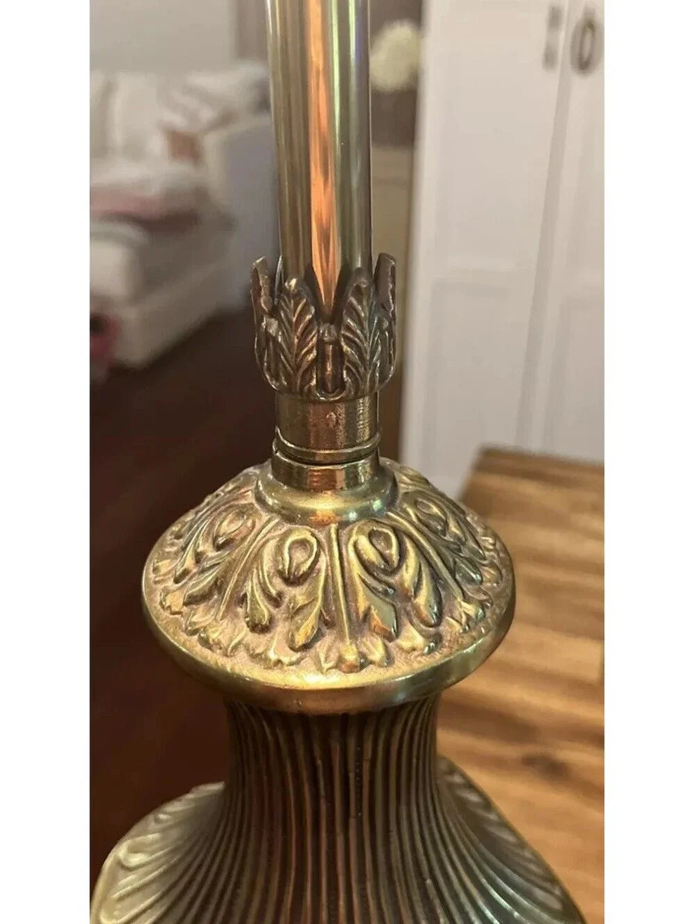 Brass Rams' Heads Table Lamp Urn Style Hollywood Regency Vintage